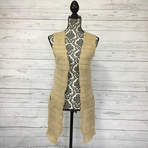 FANG Openwork Knit Vest Pocket Front Juniors